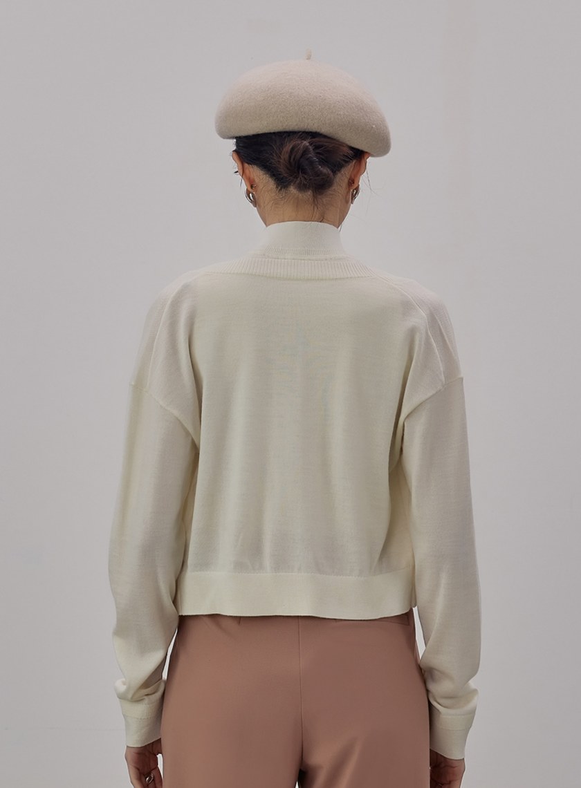 純羊毛V領針織罩衫